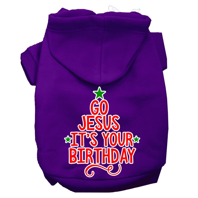 Go Jesus Screen Print Dog Hoodie Purple XS